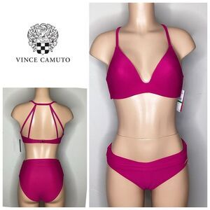 New. Vince Camuto Fuchsia bikini set. L-top/S-bottom. Retails $154